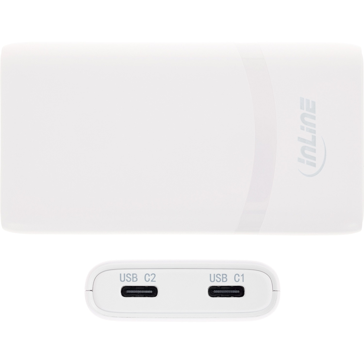 Inline 31519C - Alimentatore da viaggio USB 65W con Dual USB-C, Power Delivery e Programmable Power Supply, Bianco