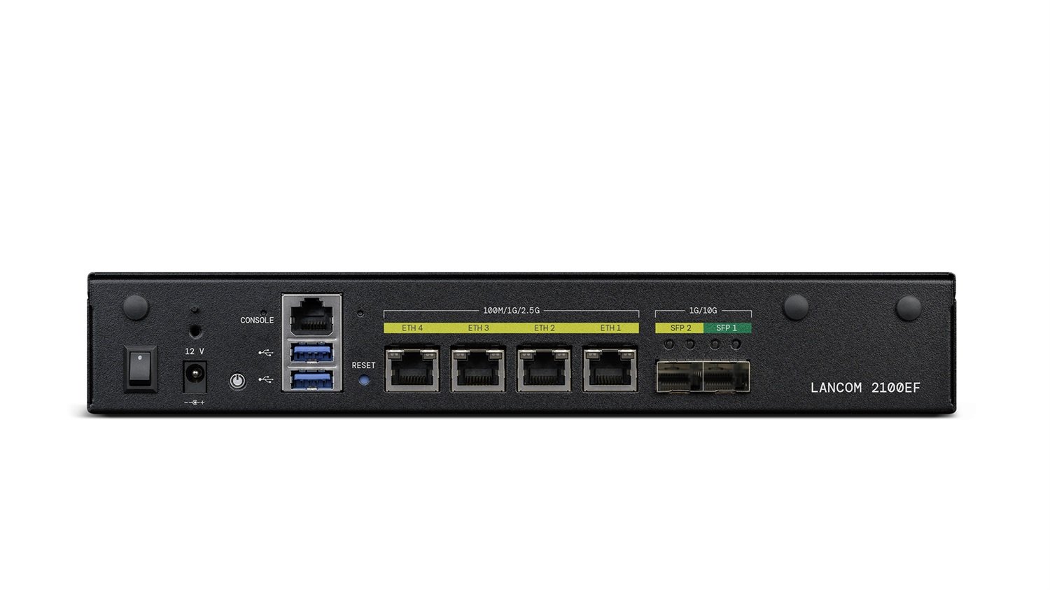 LANCOM Systems 2100EF Gateway/Controller - 10/100/1000/2500 Mbit/s, Nero, 1U, Montaggio su Tavolo/Parete, Antenna Interna, VoIP RTP/SIPS/SRTP