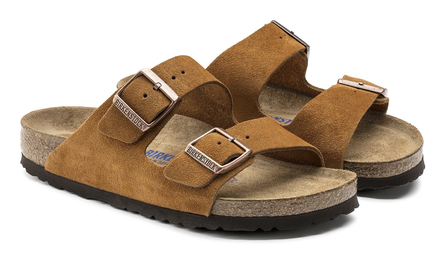 Birkenstock Arizona SFB Sandali Femmina in Pelle Scamosciata Marrone Mink con Plantare Soft Footbed