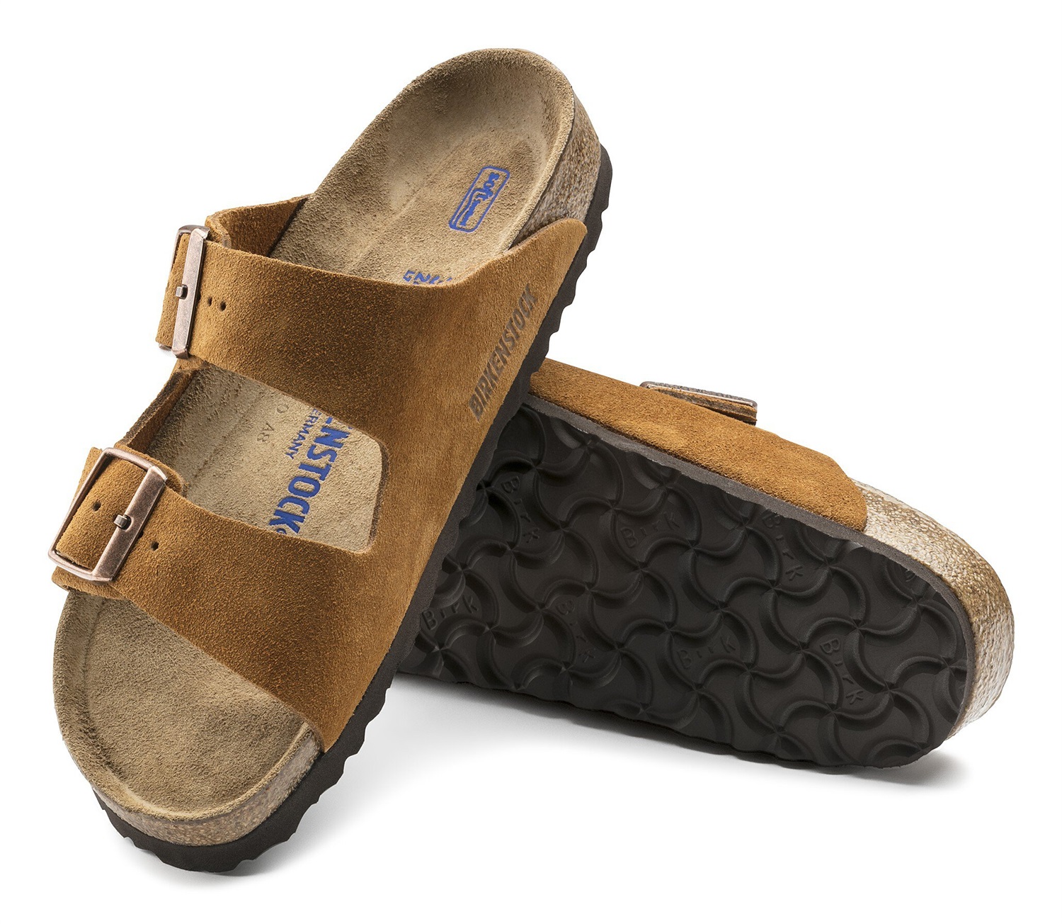 Birkenstock Arizona SFB Sandali Femmina in Pelle Scamosciata Marrone Mink con Plantare Soft Footbed