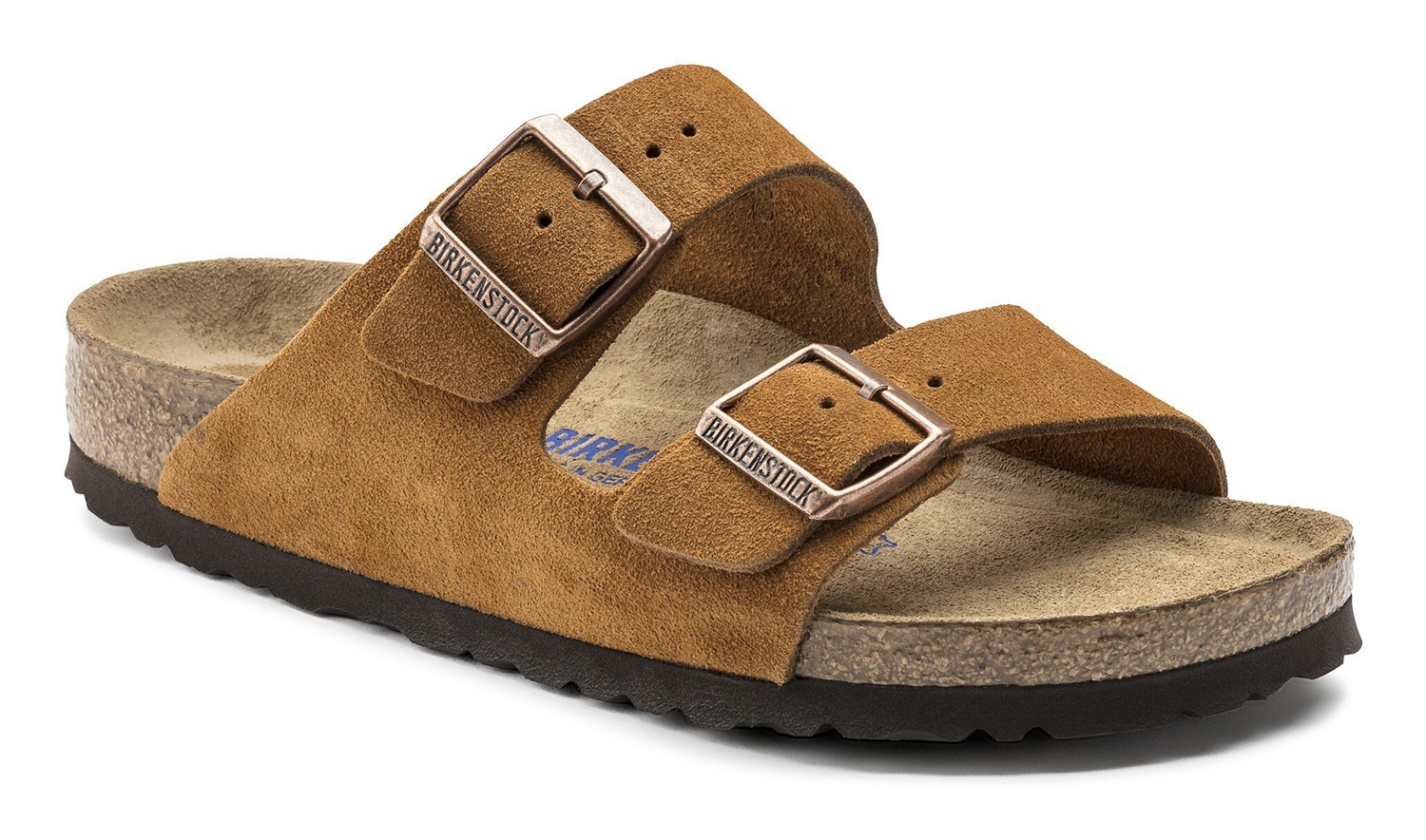 Birkenstock Arizona SFB Sandali Donna in Pelle Scamosciata Marrone (Mink Mink) con Plantare Soft Footbed - Taglia 41 EU