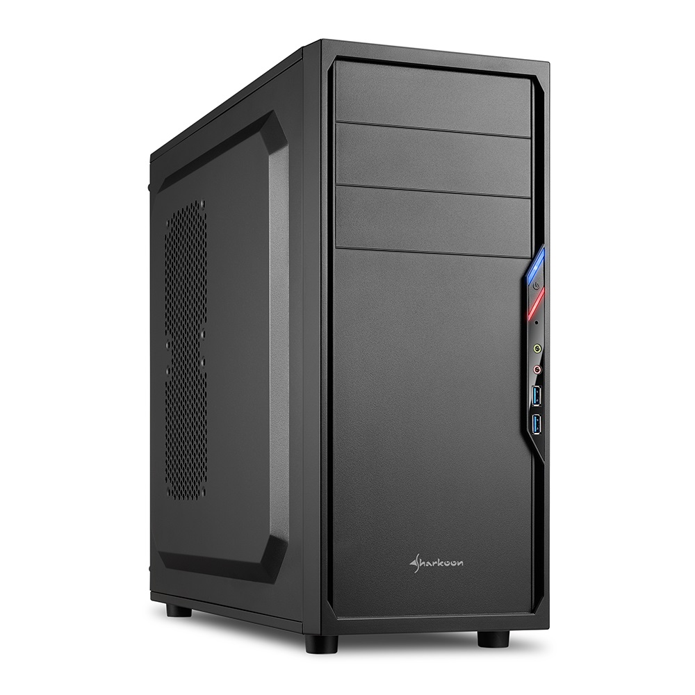 Sharkoon VS4-V Midi Tower Nero - Case PC con 2x USB 3.0, supporto ATX/Micro-ATX/Mini-ITX, 1x 120mm fan