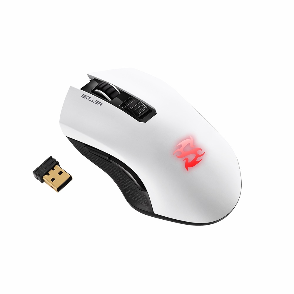 Sharkoon SKILLER SGM3 Mouse Gaming Bianco Ottico RGB Dual Mode Wireless e Cavo 6000 DPI