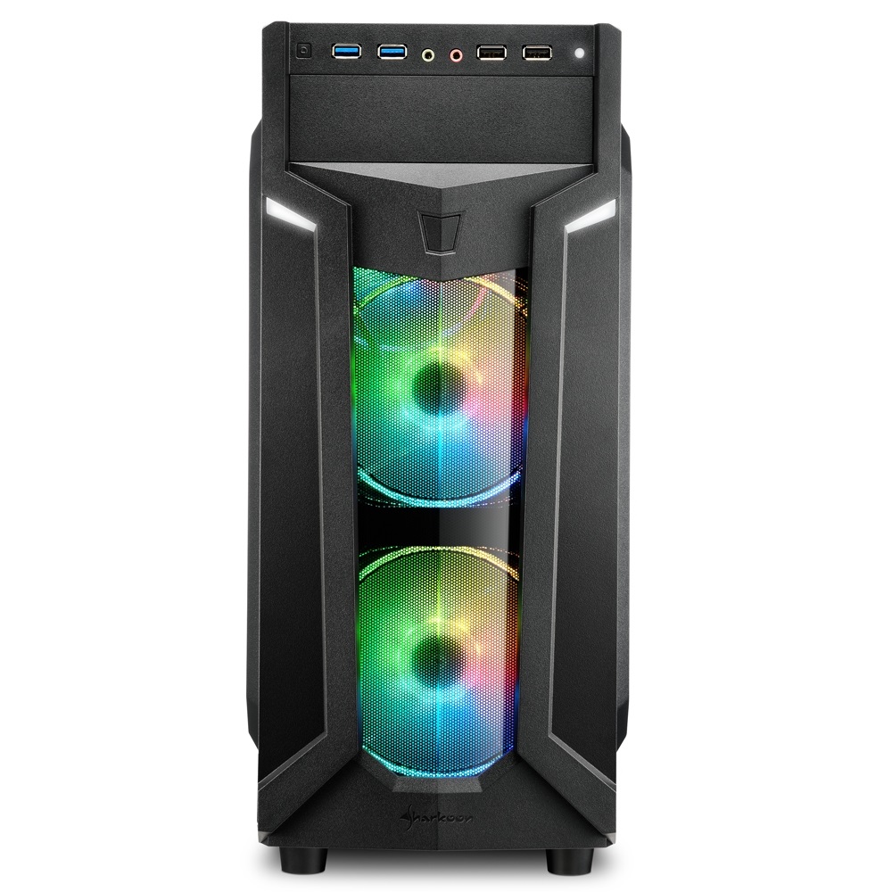 Sharkoon VG6-W RGB Midi Tower Nero - Case ATX con Finestra in Acrilico, 3 Ventole da 120mm e Porte USB