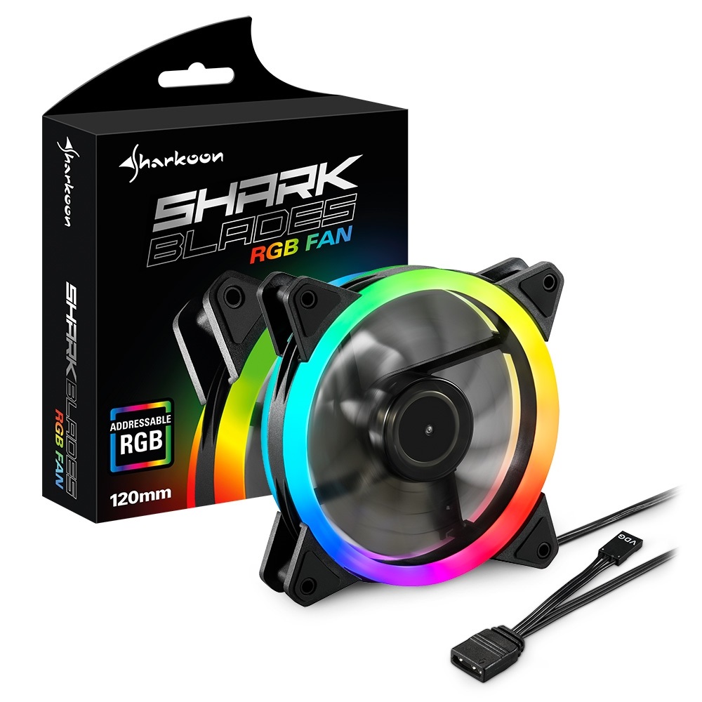 Sharkoon SHARK Blades RGB Ventilatore 12 cm, 1200 Giri/min, 18,2 dB, Flusso d'aria 94,8 m³/h, RGB Addressable