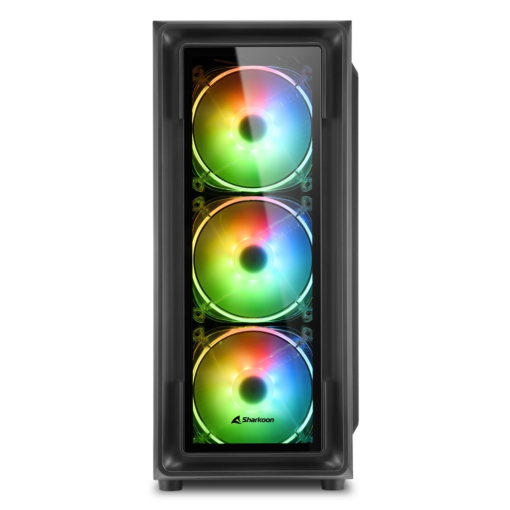 Sharkoon TK4 RGB Midi Tower Nero - Case PC ATX con Pannello in Vetro Temperato e 3 Ventole LED RGB da 120mm