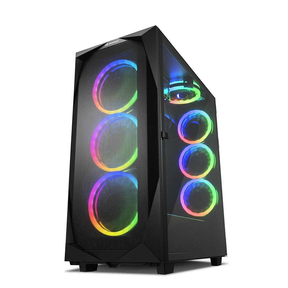 Sharkoon REV300 Full-Tower Case Nero con Vetro Temperato e Ventole RGB, 2x USB 3.0
