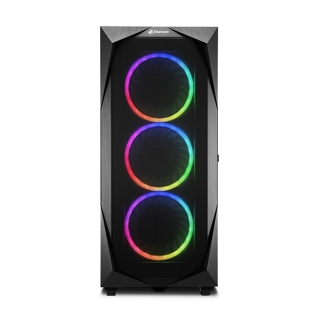 Sharkoon REV300 Full-Tower Case Nero con Vetro Temperato e Ventole RGB, 2x USB 3.0