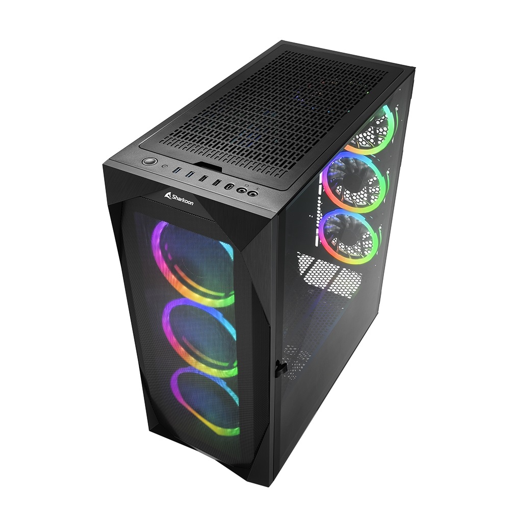 Sharkoon REV300 Full-Tower Case Nero con Vetro Temperato e Ventole RGB, 2x USB 3.0
