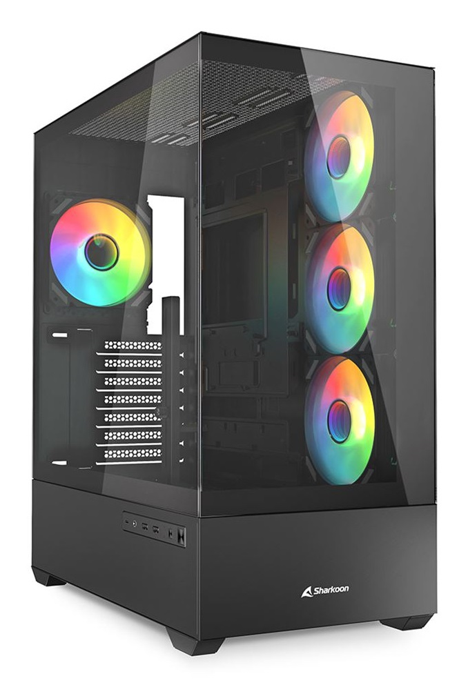 Sharkoon AK6 RGB Black - Case per PC ATX in Vetro Temperato con Illuminazione RGB Indirizzabile