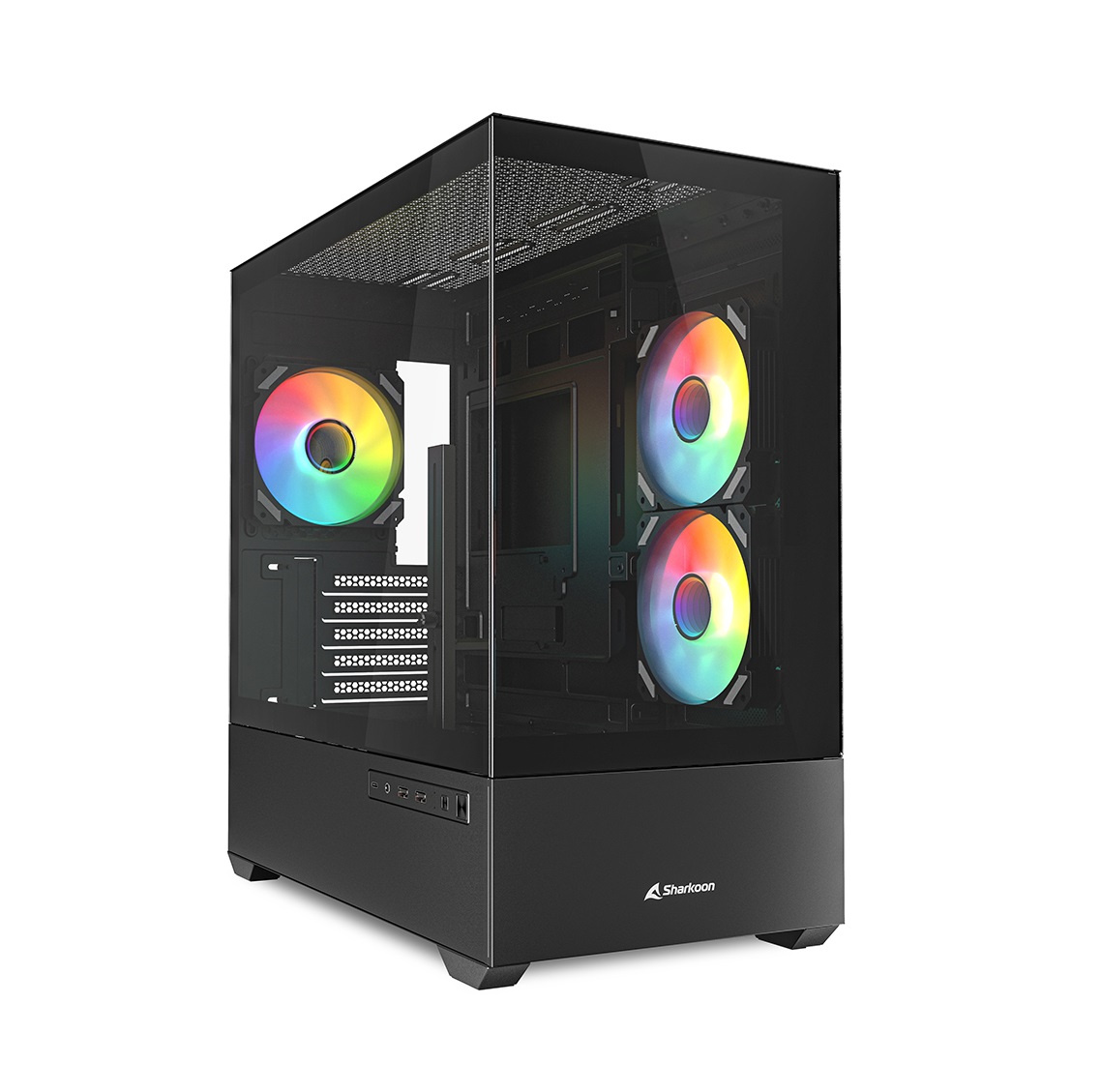 Sharkoon MK6 RGB Midi Tower Bianco - Case PC con Ventole RGB, Supporto Micro ATX e Mini-ITX