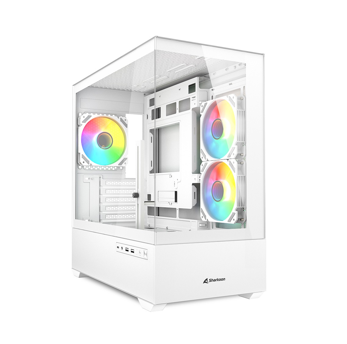 Sharkoon MK6 RGB Midi Tower Nero - Case PC con Vetro Temperato, 2 Ventole da 120 mm e Design Elegante