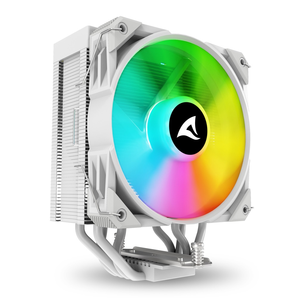 Sharkoon A40 RGB Dissipatore ad Aria per CPU 120mm Bianco con 4 Tubi di Calore, Direct Touch, TDP 220W e Ventola PWM