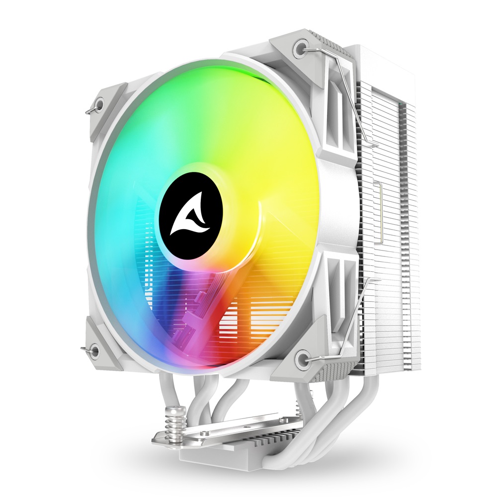 Sharkoon A40 RGB Dissipatore ad Aria per CPU 120mm Bianco con 4 Tubi di Calore, Direct Touch, TDP 220W e Ventola PWM