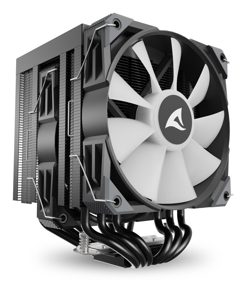 Sharkoon A60 RGB Dissipatore ad Aria per CPU Doppia Torre 120mm con 6 Condotti di Calore, Ventola ARGB PWM e Ventola PWM, TDP 260W