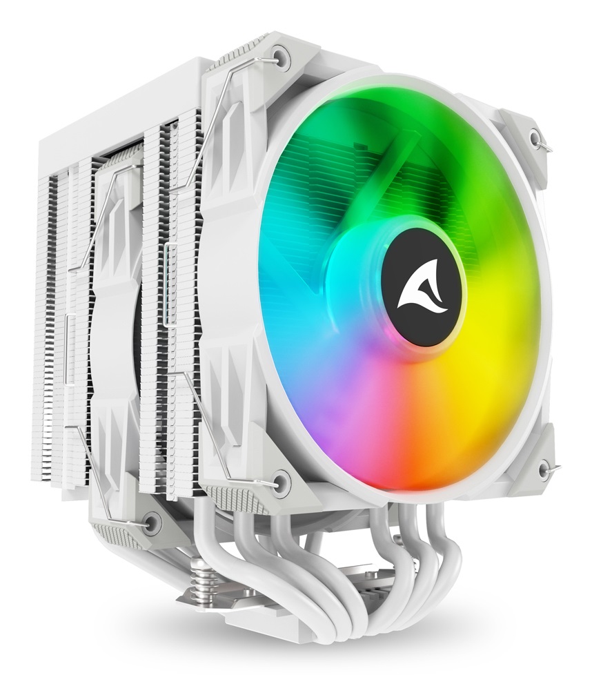 Sharkoon A60 RGB Dissipatore CPU ad Aria 120mm con Doppia Torre, 6 Tubi di Calore, Ventole PWM e Illuminazione RGB