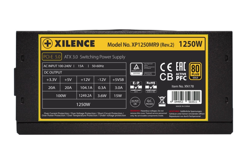 Xilence XP1250MR9.2 Alimentatore per Computer 1250 W 20 4 Pin ATX Completamente Modulare Efficienza 80 PLUS Gold