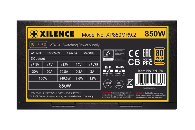 Xilence Performance X Series XP850MR9.2 Alimentatore per Computer 850 W 20 4 Pin ATX Semi-Modulare 80 Plus Gold Pronto per ATX 3.0