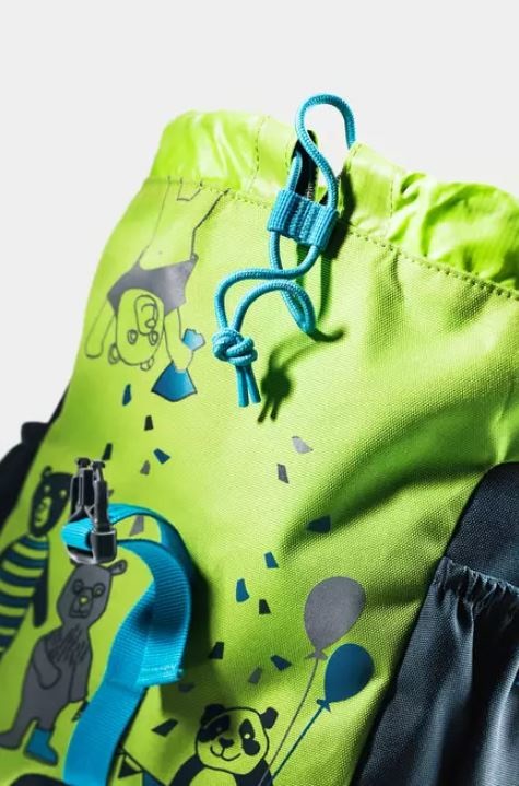 Deuter Schmusebär Zaino per Bambini 8 L - Blu e Verde, Poliestere e Poliuretano, Chiusura con Cordoncino, Schienale Imbottito, Sicurezza Riflettente
