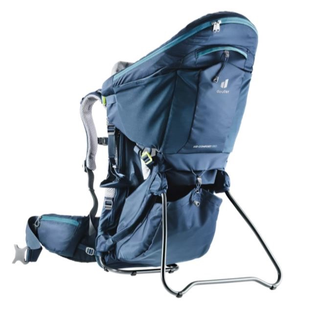 Deuter Kid Comfort Pro Zaino Porta Bambino Blu con Zainetto Integrato, Tettuccio Parasole e Specchio