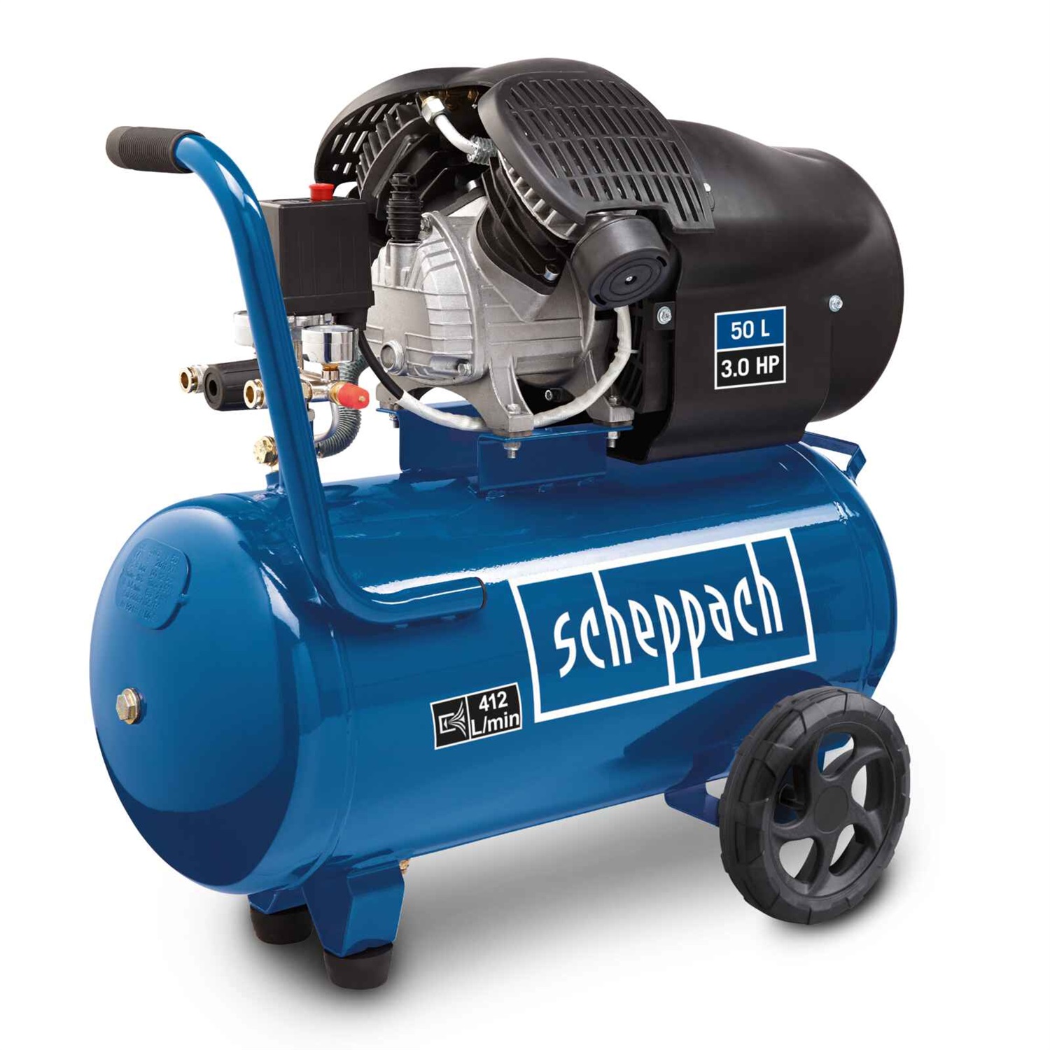 Scheppach HC53DC Compressore Aria 50 Litri Lubrificato Portatile Bicilindrico a V - 2200 W