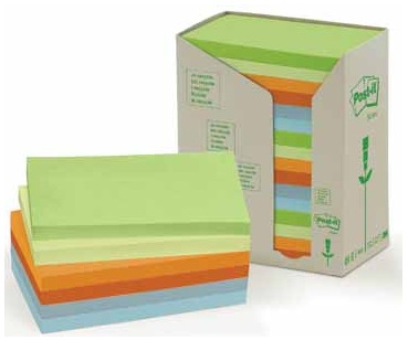 Post-it® Notes Giallo in Carta Riciclata - 127x76 mm - Confezione Torre da 16 Blocchetti