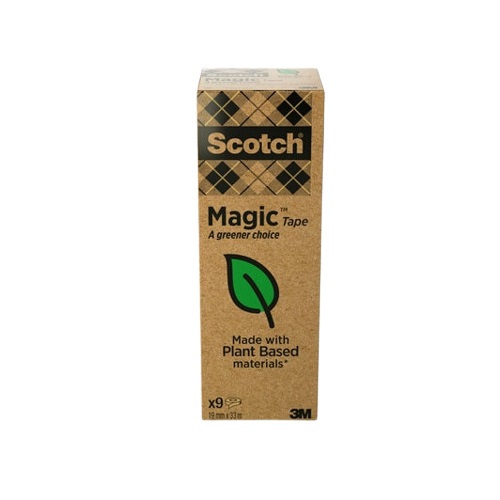 Scotch Magic™ Più Verde Nastro Adesivo Trasparente Opaco 19 mm x 33 m - Confezione da 9 Rotoli, Ecologico e Invisibile