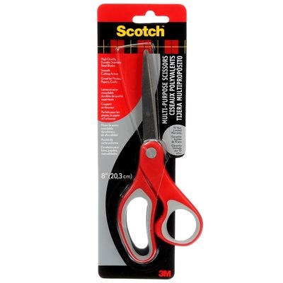 Scotch Forbici Comfort 20 cm - Impugnatura Asimmetrica - Lama in Acciaio Inossidabile - Rosso/Grigio