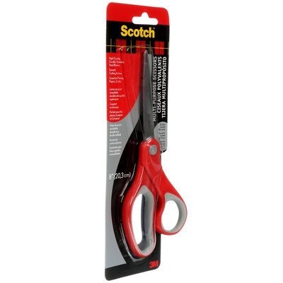 Scotch Forbici Comfort 20 cm - Impugnatura Asimmetrica - Lama in Acciaio Inossidabile - Rosso/Grigio