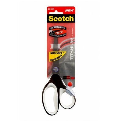 Scotch Forbici Titanium No Stick 20 cm - Lama in Titanio Antiadesivo, Impugnatura Comfort Asimmetrica, Nero