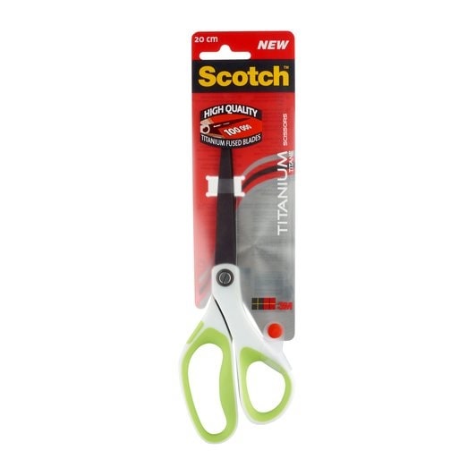 Scotch Forbici Titanium 20 cm - Impugnatura Asimmetrica, Lama in Titanio, Colori Assortiti (Verde Acido, Lilla, Turchese)