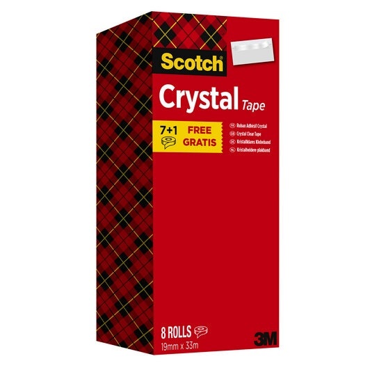 Scotch Nastro adesivo Crystal 600 Supertrasparente 19 mm x 33 m - Value Pack 7 1 Rotoli