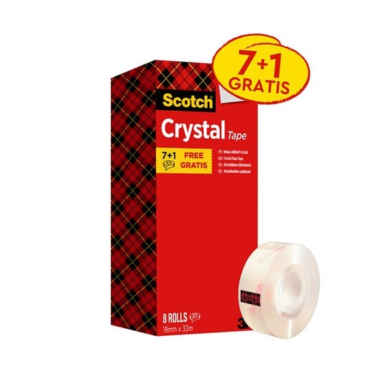 Scotch Nastro adesivo Crystal 600 Supertrasparente 19 mm x 33 m - Value Pack 7 1 Rotoli