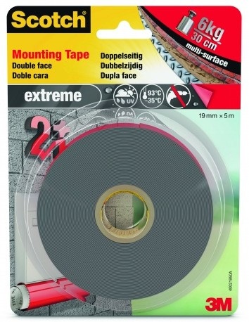 3M Scotch Fix Extreme Nastro Biadesivo per Montaggio da Esterni 19 mm x 5 m - Resistente fino a 13 kg