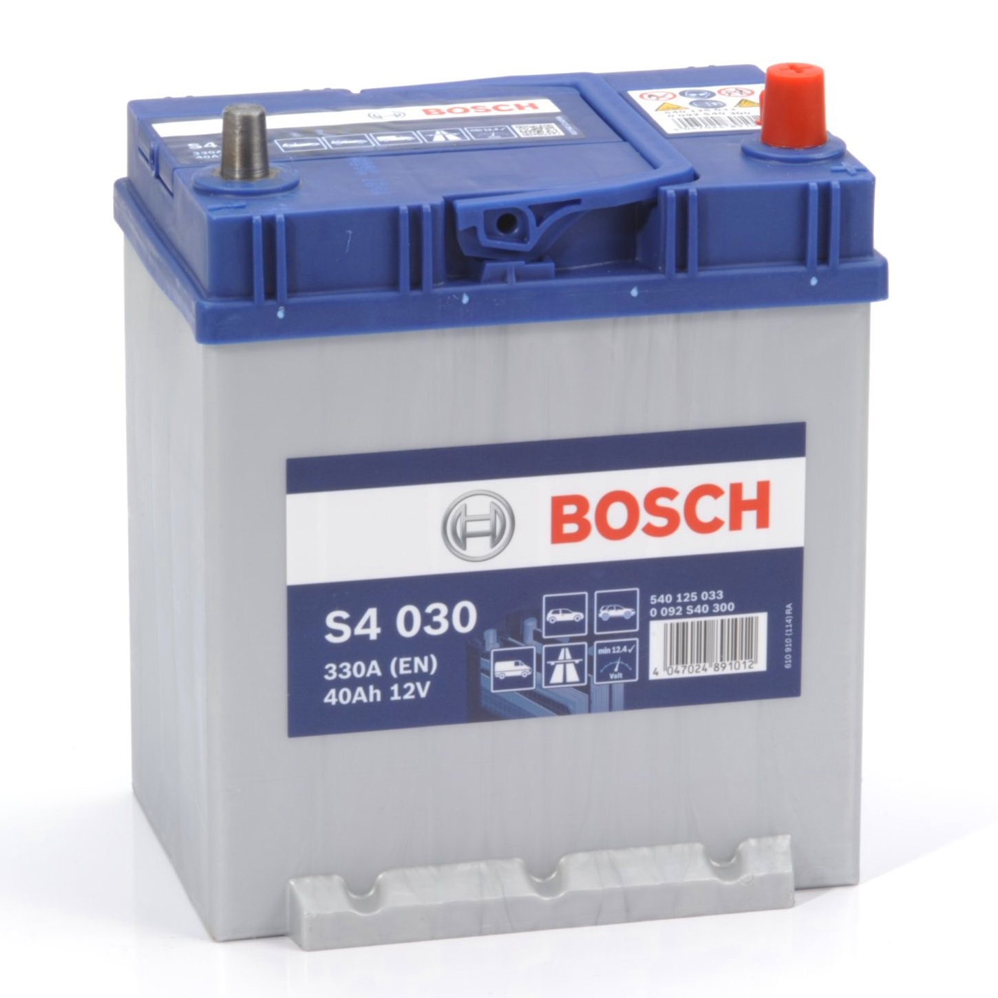 Bosch S4 030 Batteria di Avviamento 12 V, 40 Ah, 330 A, Tecnologia Acido Piombo per Veicoli Senza Start/Stop