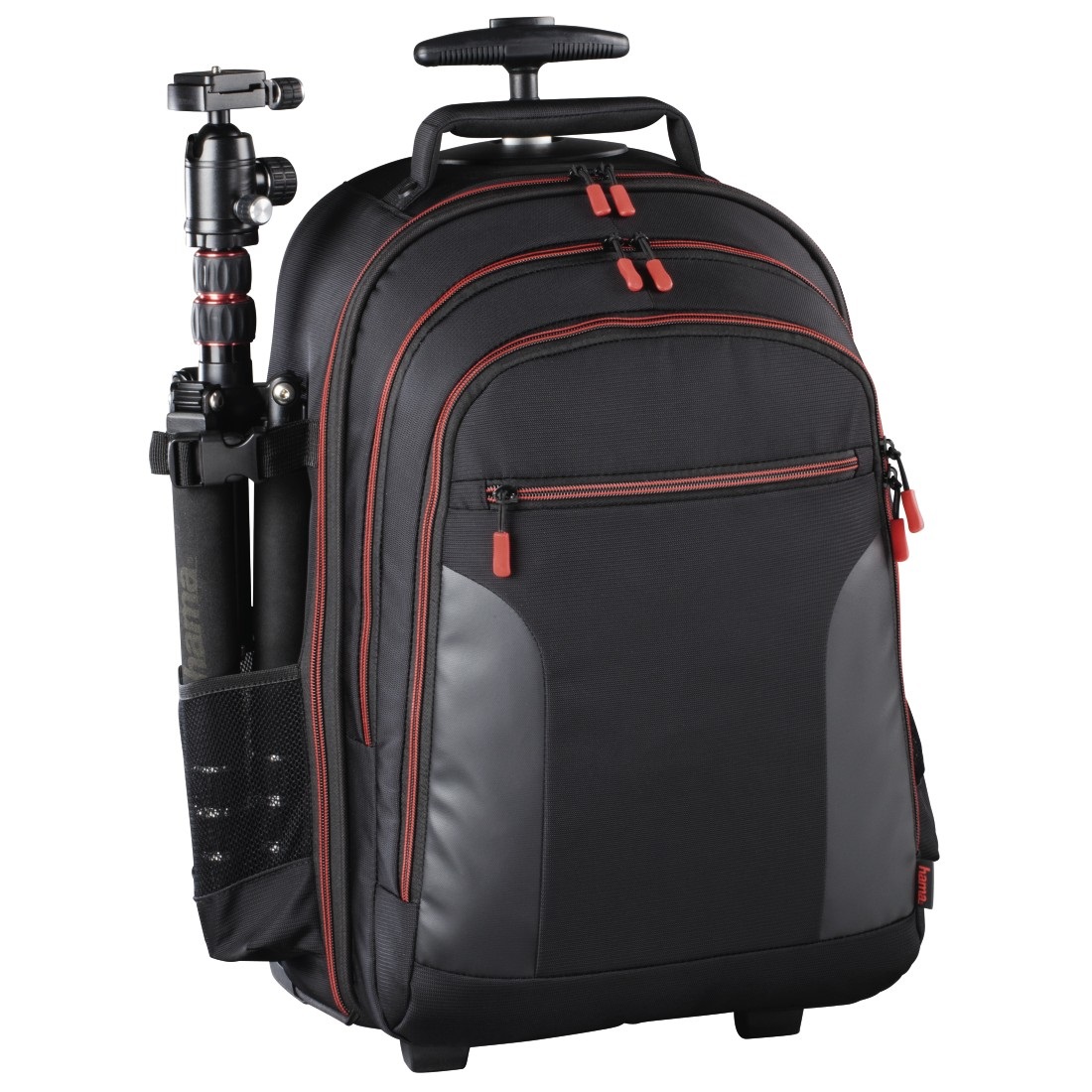 Hama Miami 200 Trolley Nero/Rosso per Attrezzature Fotografiche - Compatibile con Notebook e Tablet, Dimensioni Esterni 30x23x50 cm