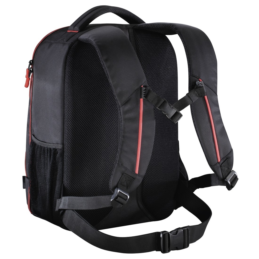 Hama Zaino Miami 190 Ergonomico Nero/Rosso (27x12x34 cm) con Vano Fotocamera Imbottito e 8 Divisori Interni Rimovibili