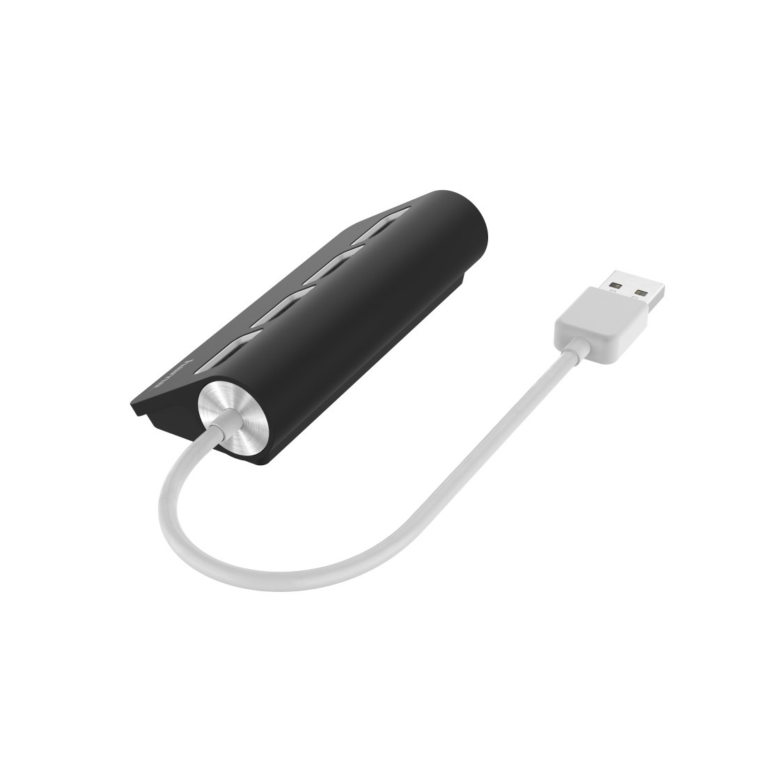 Hama Hub USB 2.0 da tavolo, 4 porte, cavo integrato, 480 Mbit/s, design elegante e versatile, nero