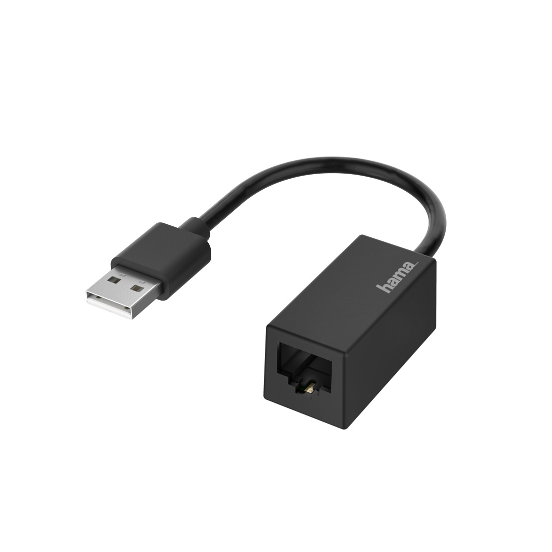 Hama Adattatore Ethernet USB 2.0 RJ45, Fast Ethernet 10/100 Mbps, Cablato, Compatibile con Windows e Mac, Nero