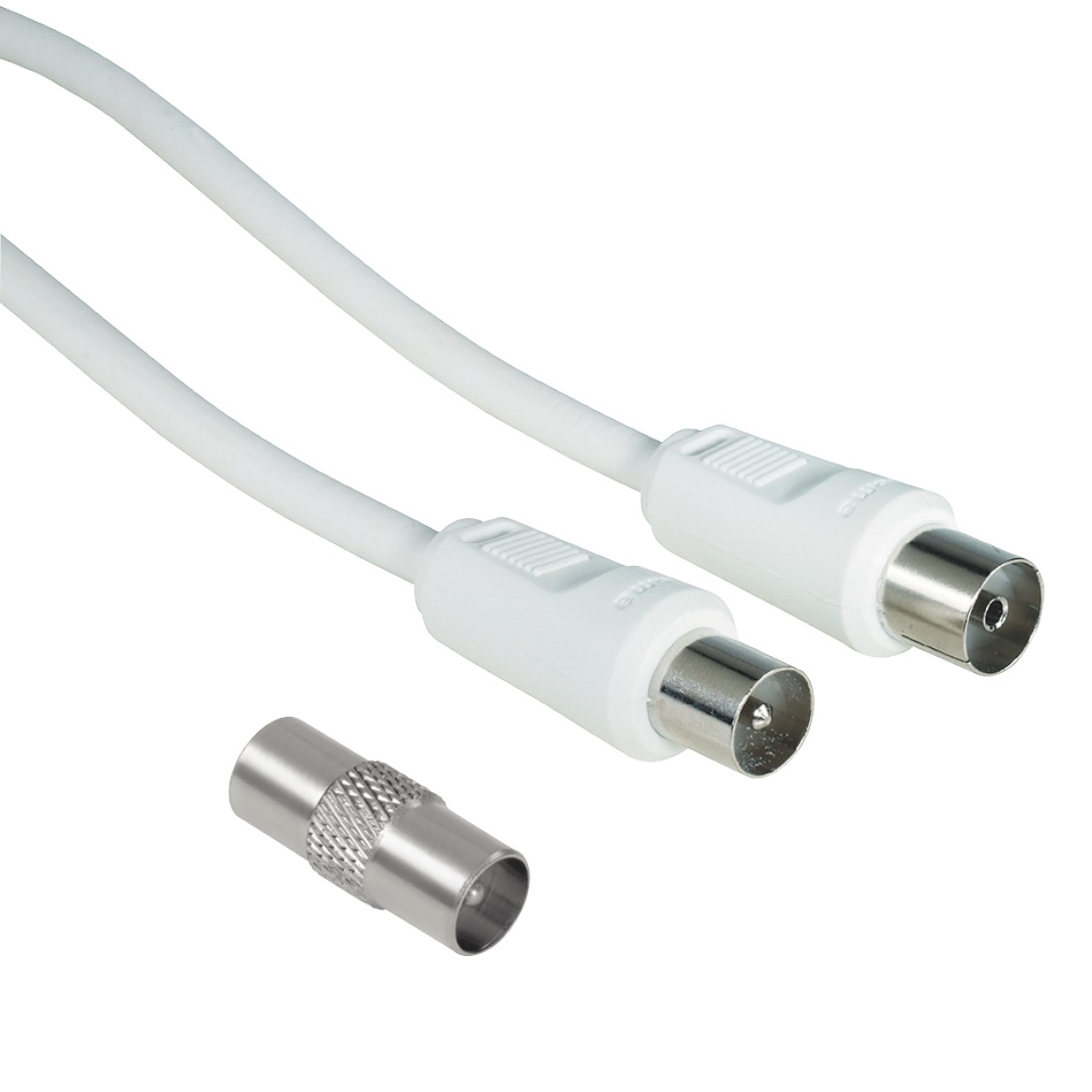 Hama Cavo Antenna M/F con Adattatore M/M, 10 Metri, 75 dB, Coassiale, Bianco