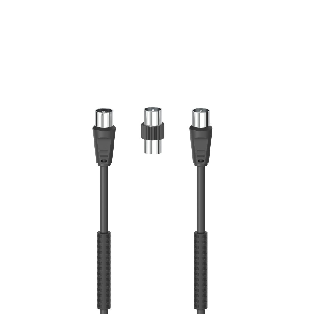 Hama Cavo Antenna M/F con Adattatore M/M, 1,5 metri, 85 dB, Ferrite, Nero