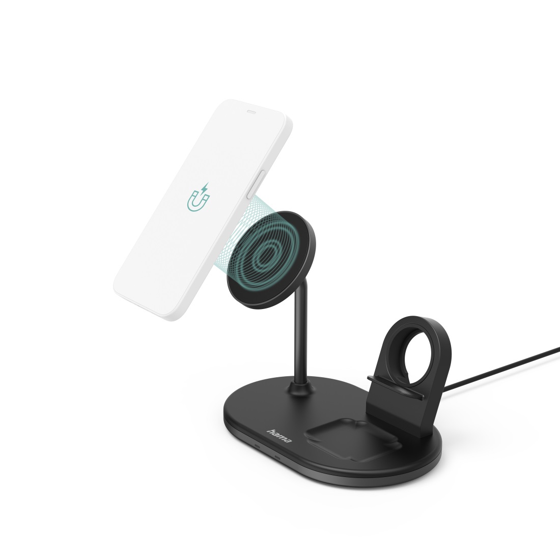 Hama MagCharge Caricabatterie Wireless 15 W per Apple iPhone, AirPod e Watch - Ricarica Rapida Magnetica, Nero