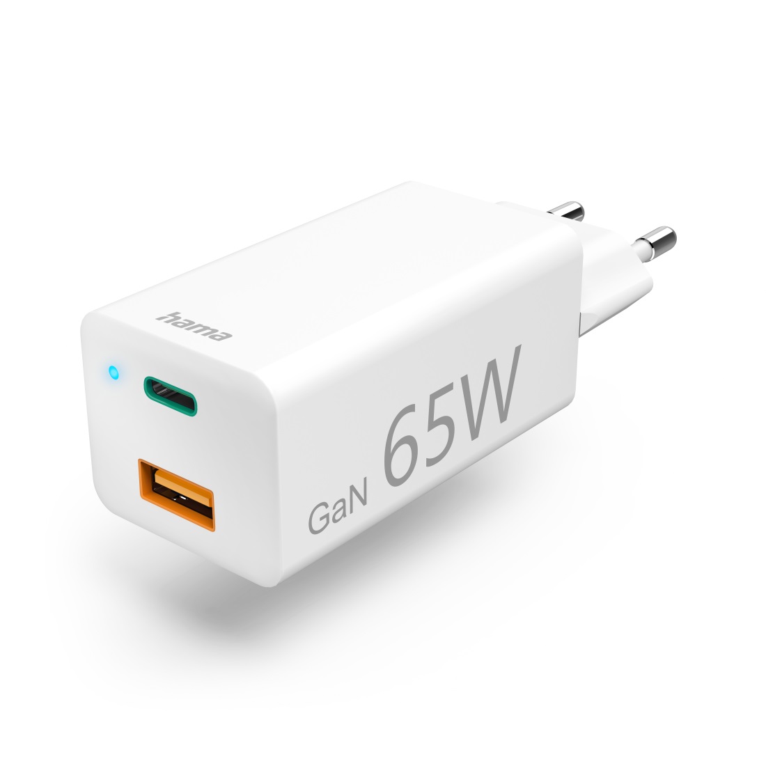 Hama Caricatore USB-C 65W con 2 Porte USB-C e USB-A, Ricarica Rapida Quick Charge 3.0 e Power Delivery, Tecnologia GaN