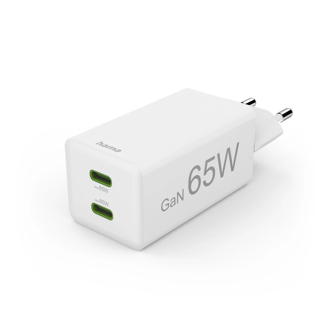 Hama Caricatore Rapido GaN 65W con 2 Porte USB-C PD/Qualcomm per Ricarica Simultanea di Dispositivi