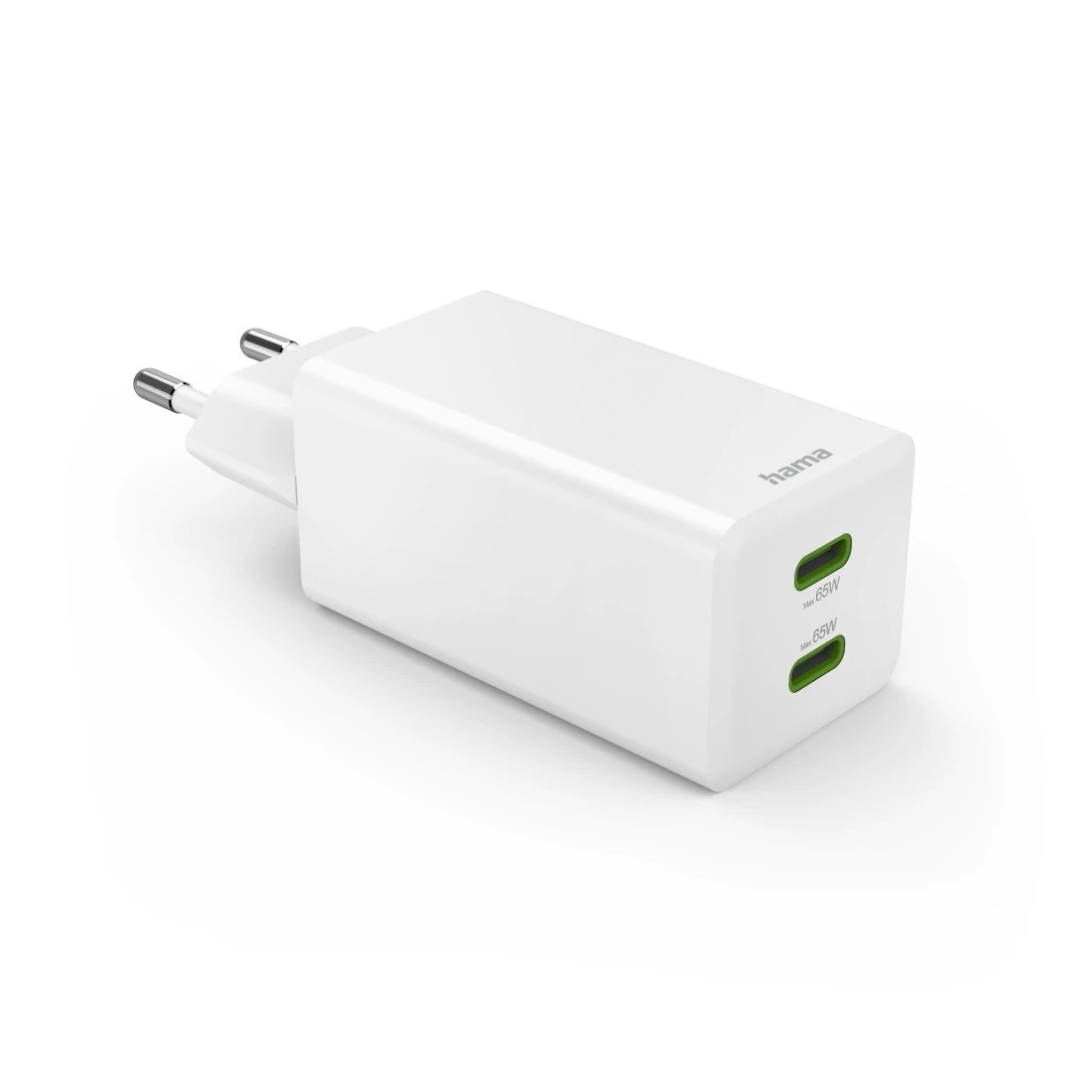 Hama Caricatore Rapido GaN 65W con 2 Porte USB-C PD/Qualcomm per Ricarica Simultanea di Dispositivi
