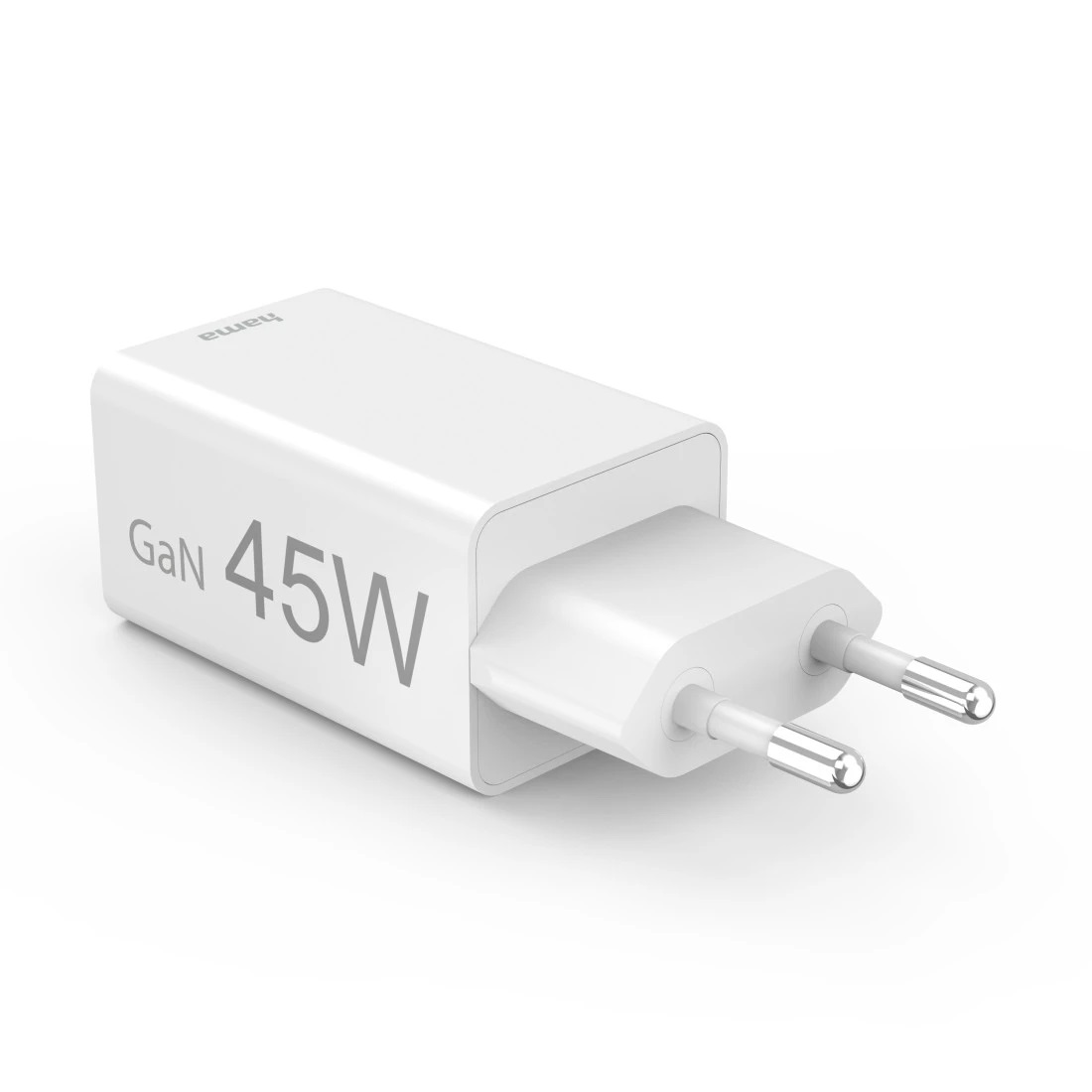 Hama Caricabatterie Rapido 45W - USB-C PD e USB-A QC, Tecnologia GaN, Compatto e Leggero, Bianco