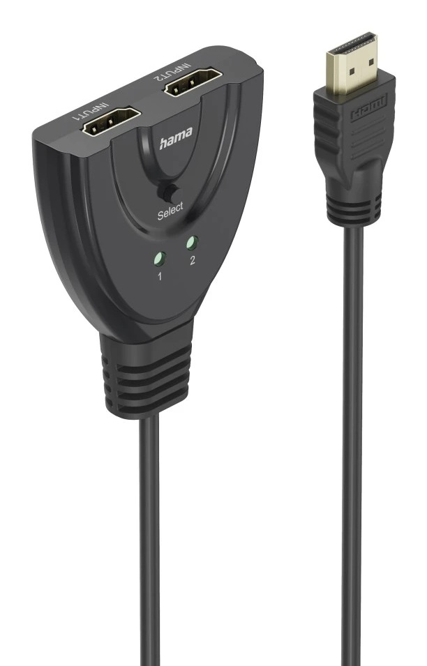 Hama Sdoppiatore HDMI Manuale Nero - 2 Porte Femmina, Connettori Dorati, Supporto Risoluzioni Fino a 4K