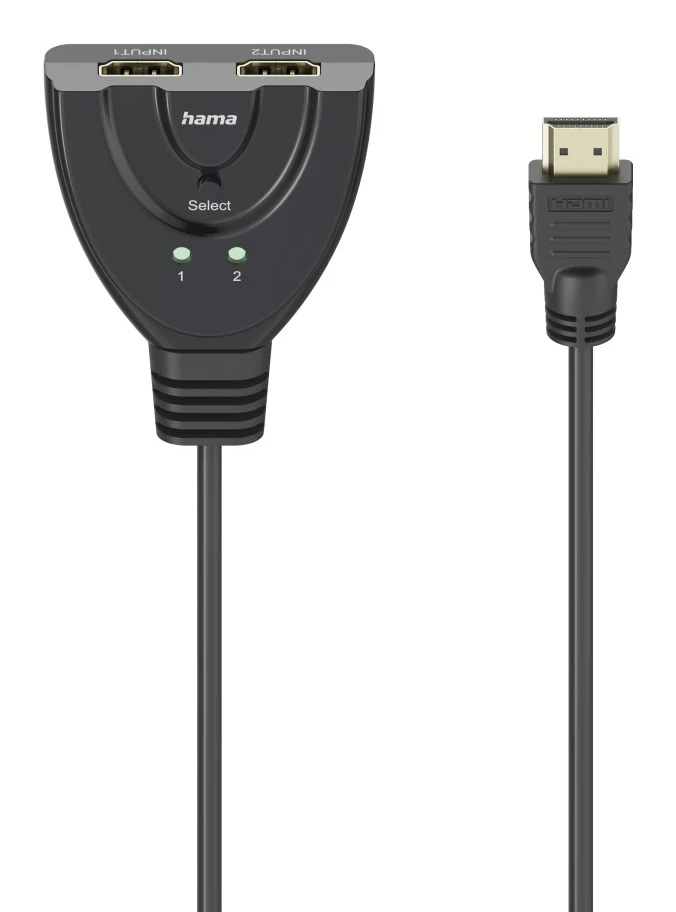 Hama Sdoppiatore HDMI Manuale Nero - 2 Porte Femmina, Connettori Dorati, Supporto Risoluzioni Fino a 4K