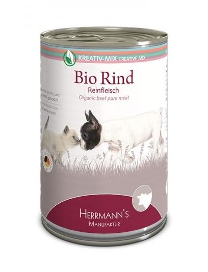 Herrmann's Manufaktur Creative Mix Manzo Biologico Puro - Cibo Umido per Cani e Gatti - 400 g