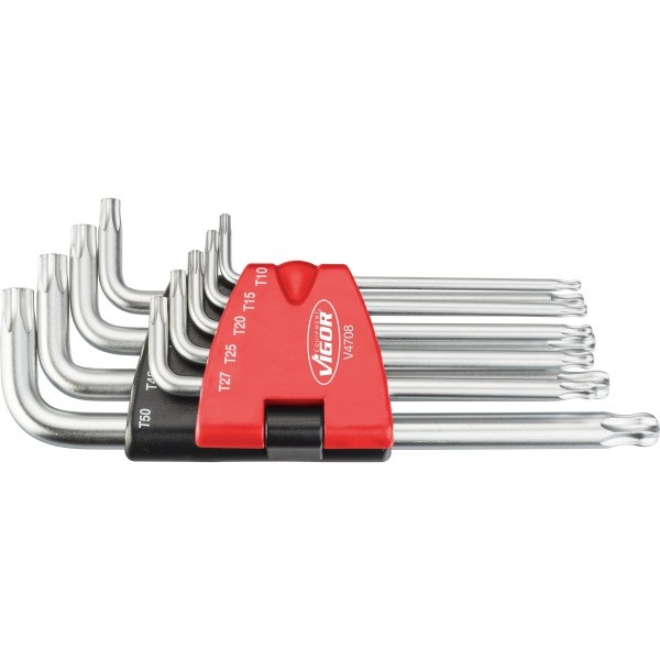 Vigor V4708 - Set di cacciaviti Torx offset, 9 pezzi, durevoli e di alta qualità